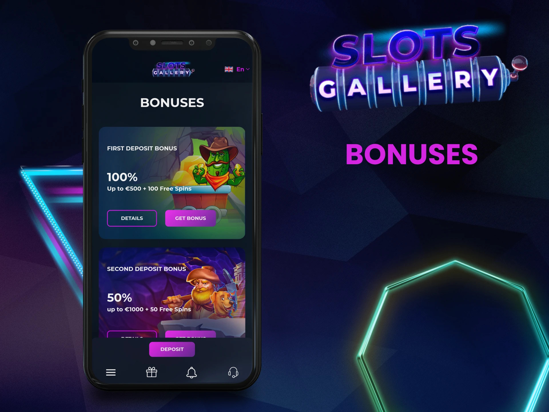 Get bonuses in the Slots Gallery app.