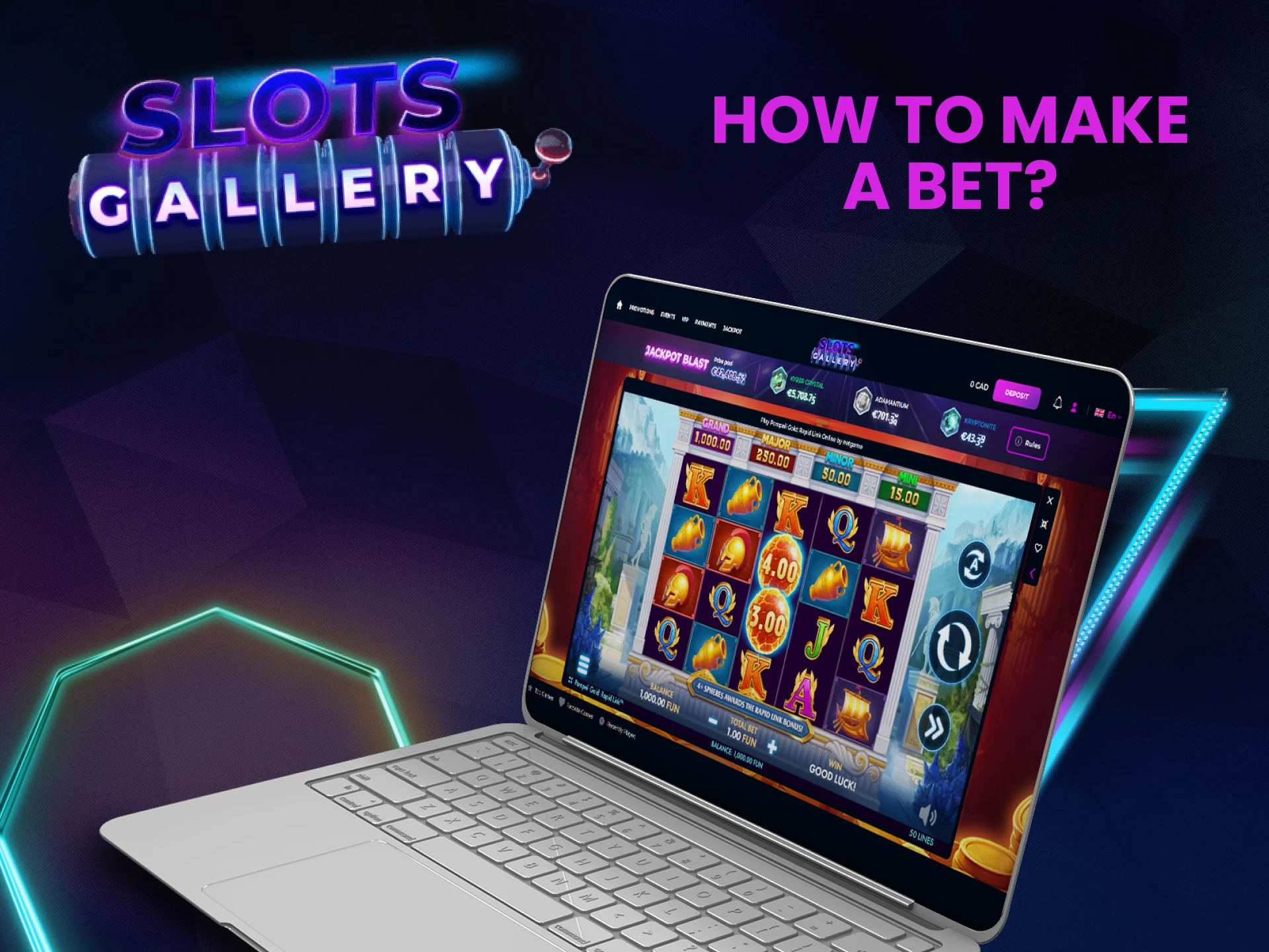 We will show you how to start playing on Slots Gallery.