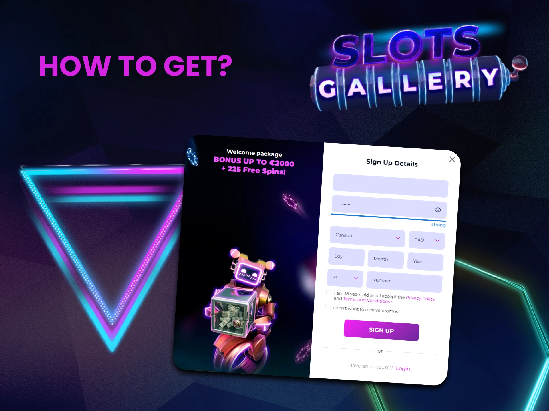 Slots Gallery gives you a bonus for free spins.
