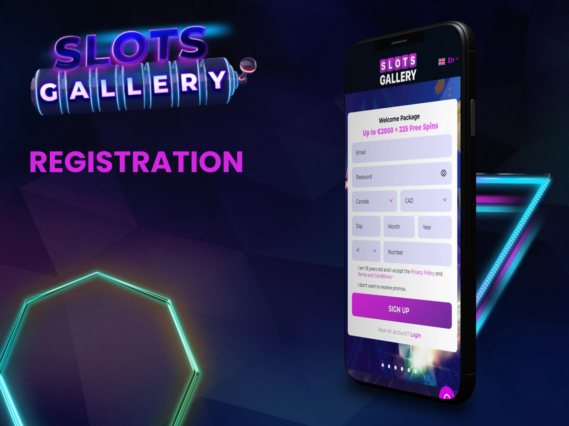 You can register in the SlotsGallery application.
