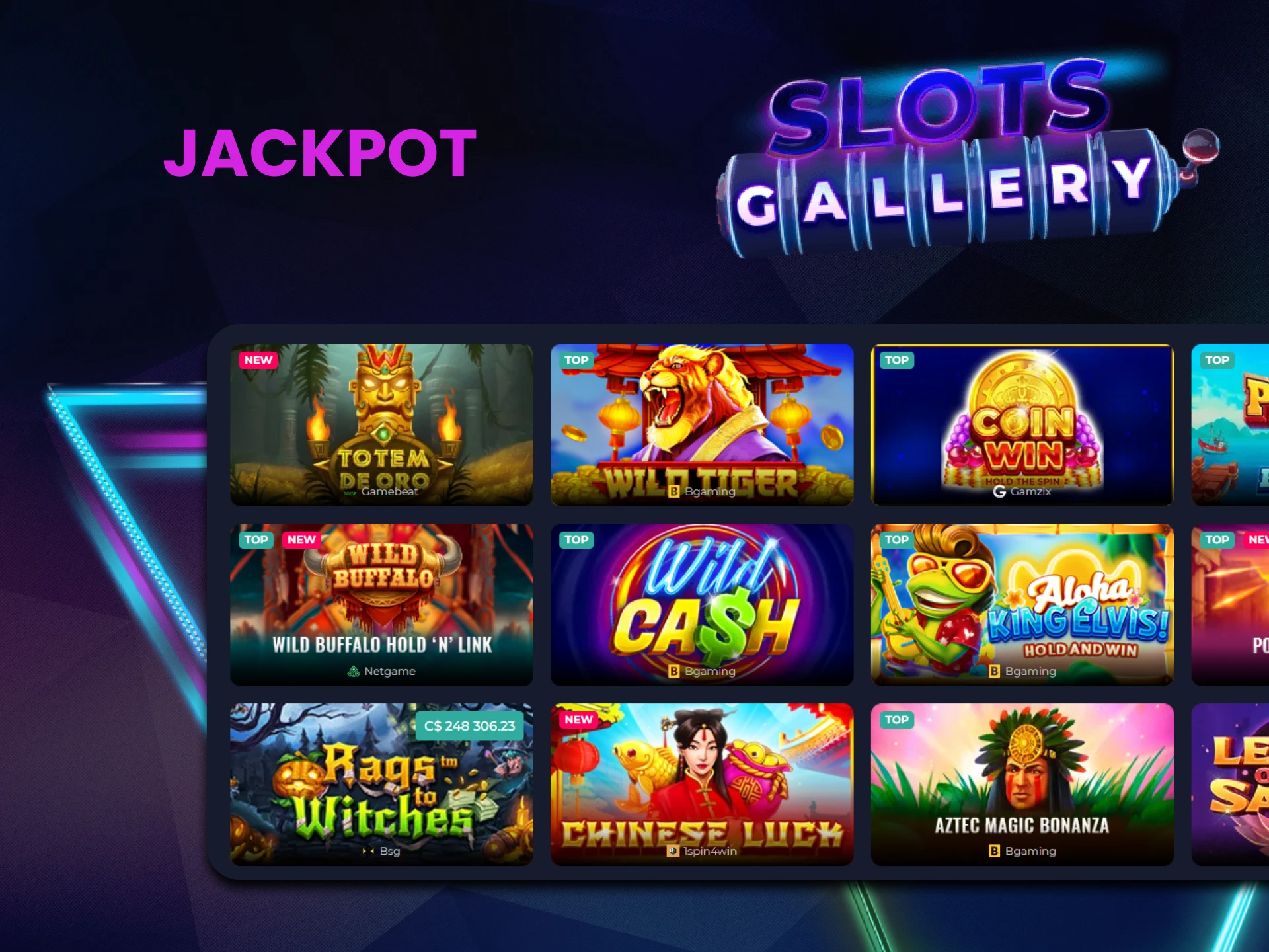 Choose the Jackpot section in the casino from SlotsGallery.