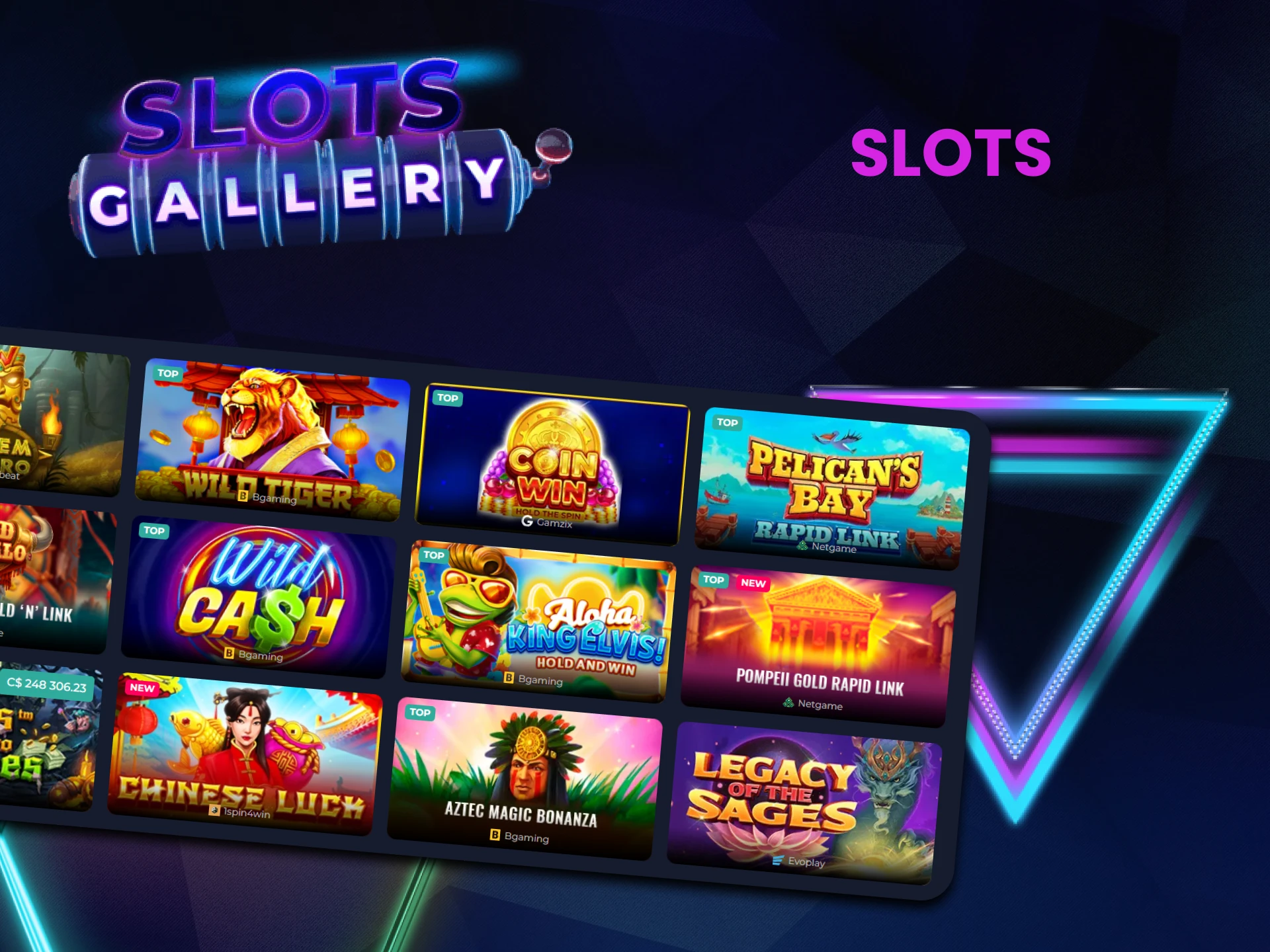 For casino games from SlotsGallery, choose the Slots section.