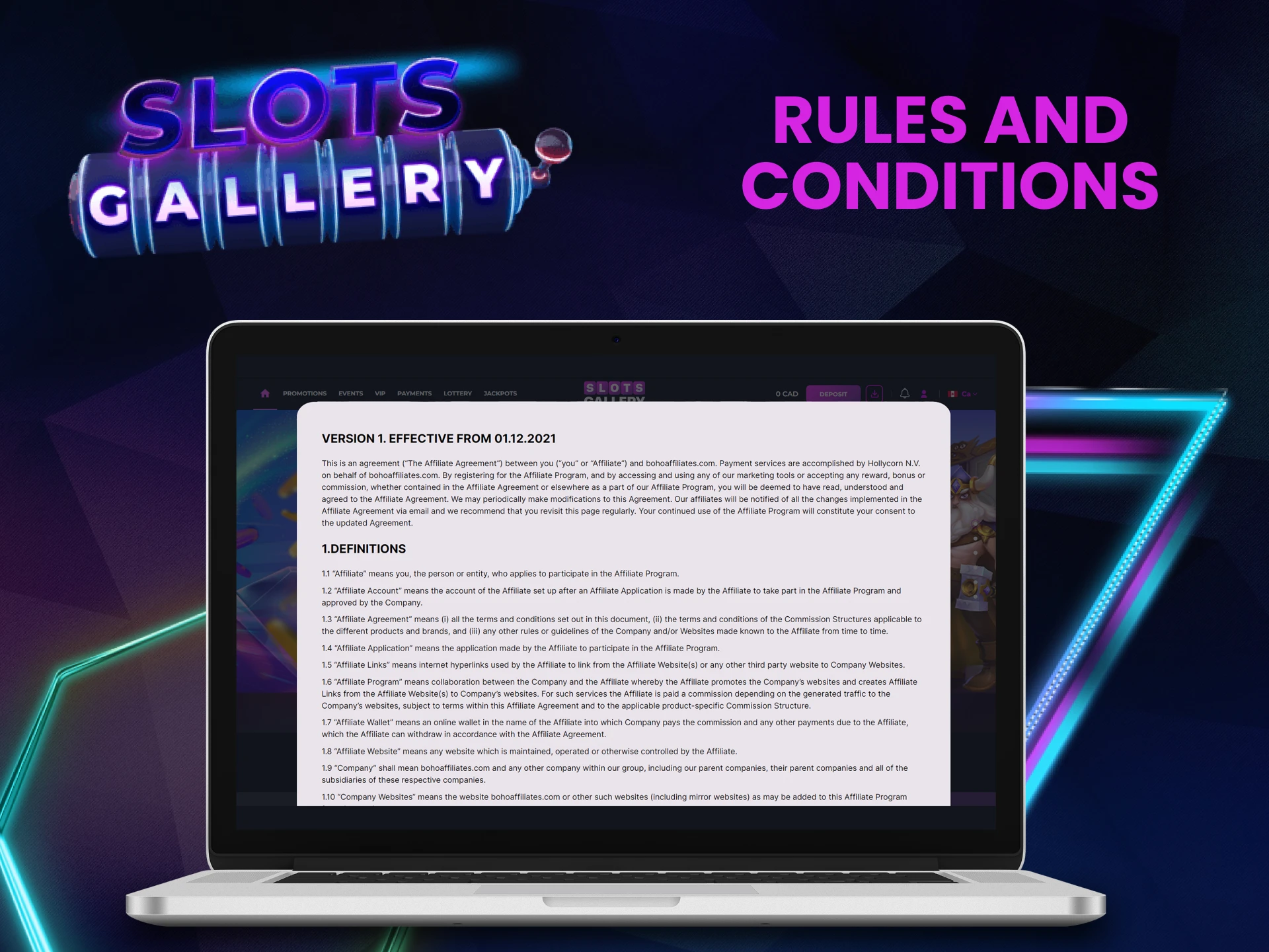 Read the rules of the Slots Gallery affiliate program.