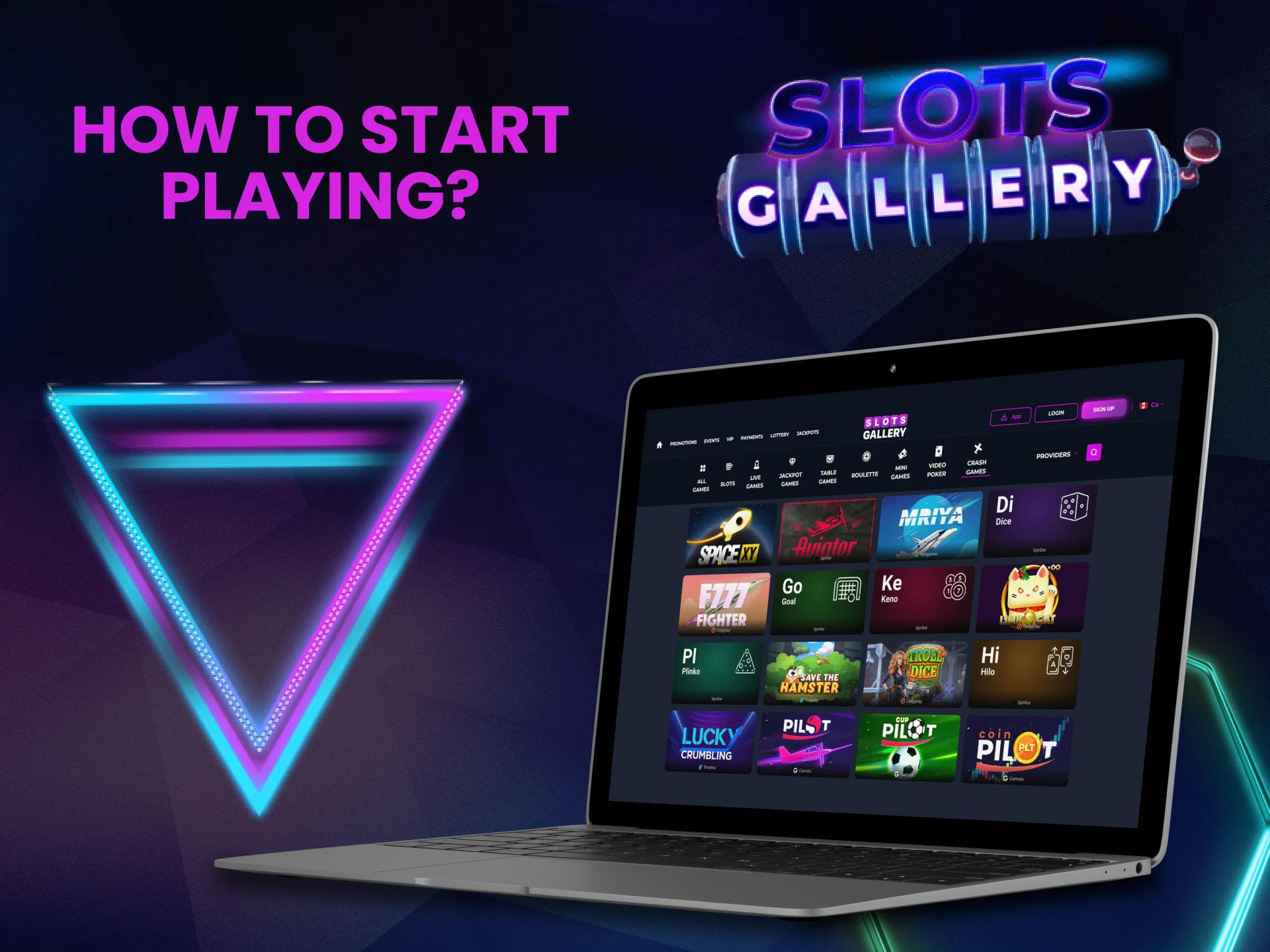 We will show you how to start playing crash games on Slots Gallery.