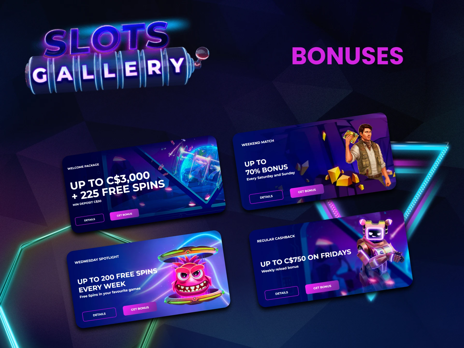 By playing mini games you receive bonuses from Slots Gallery.