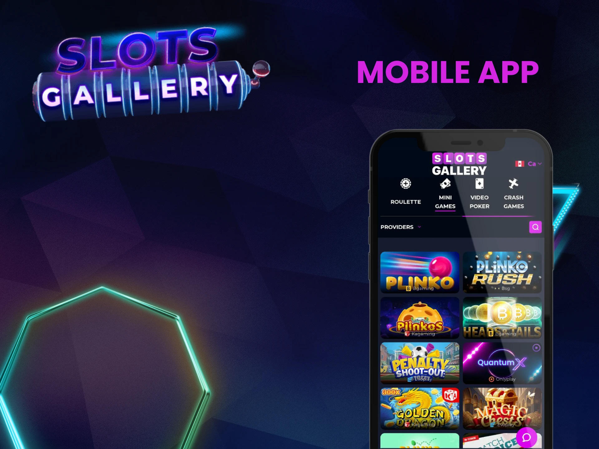 Play mini games from Slots Gallery on your phone.