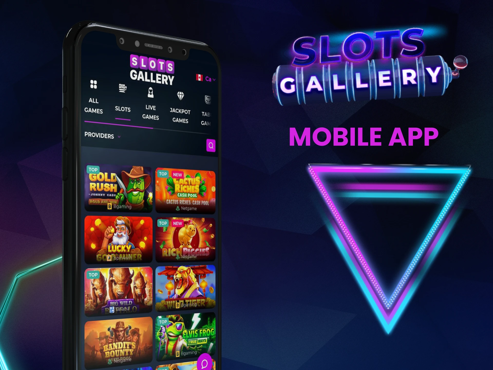 You can play slots through the Slots Gallery application.