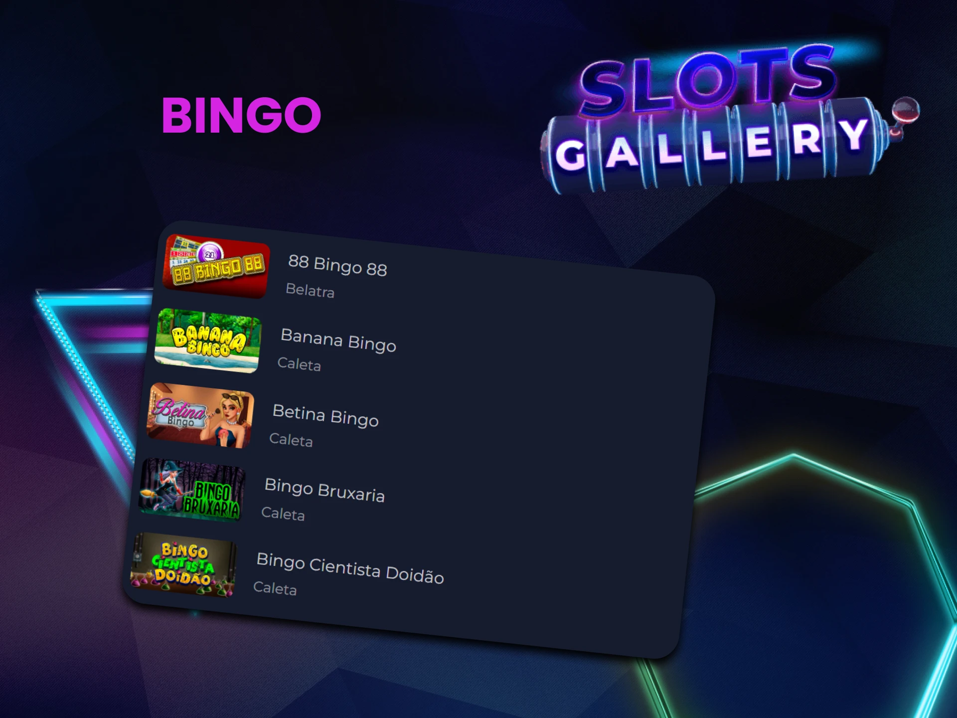 Play Bingo on the Slots Gallery website.