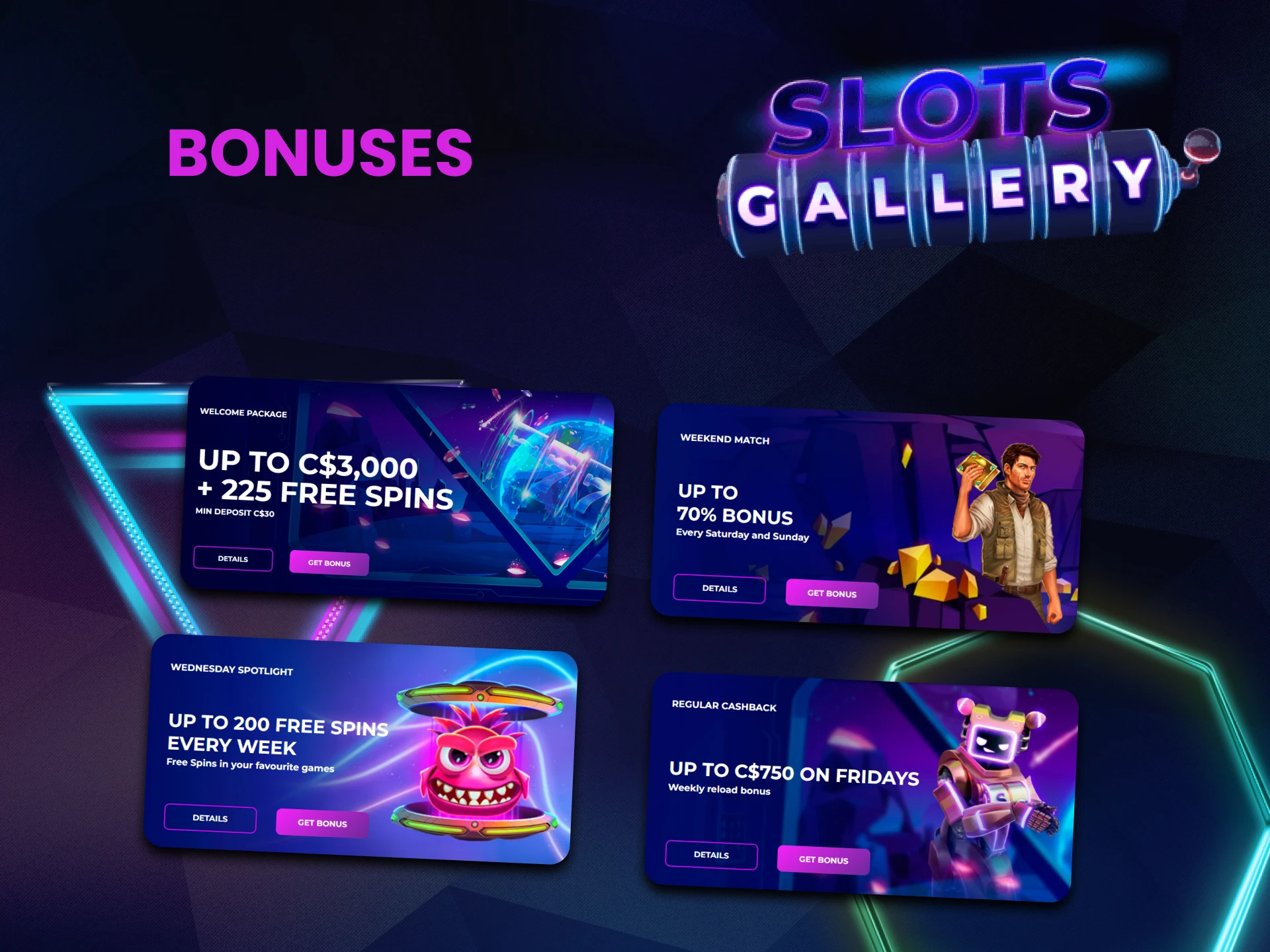 Slots Gallery gives bonuses for table games.