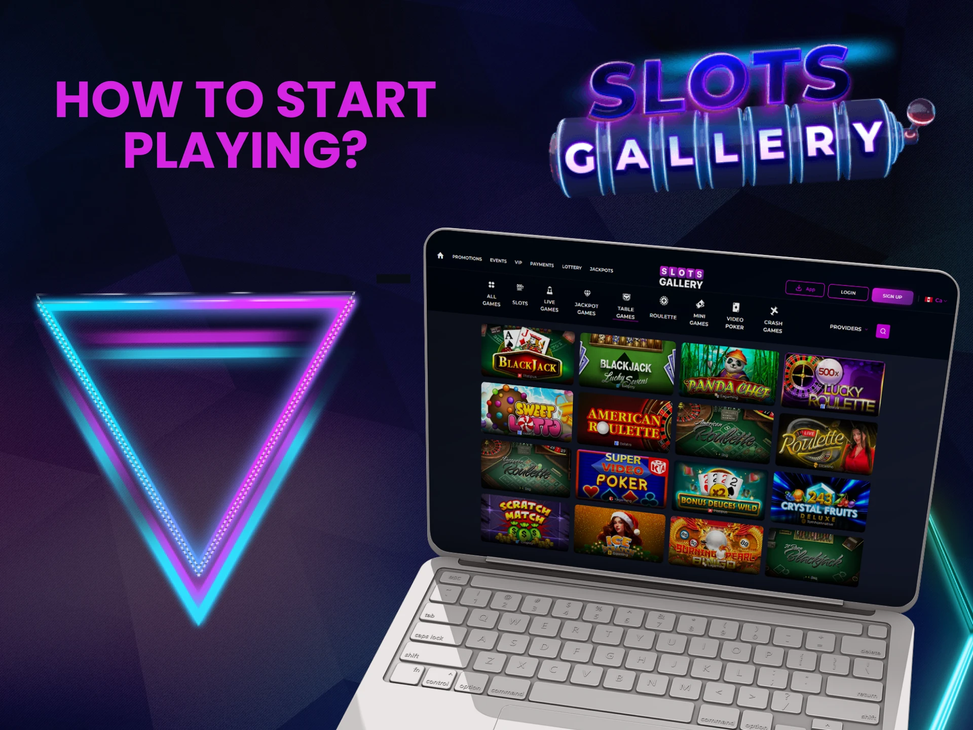 Select the casino table games section at Slots Gallery.